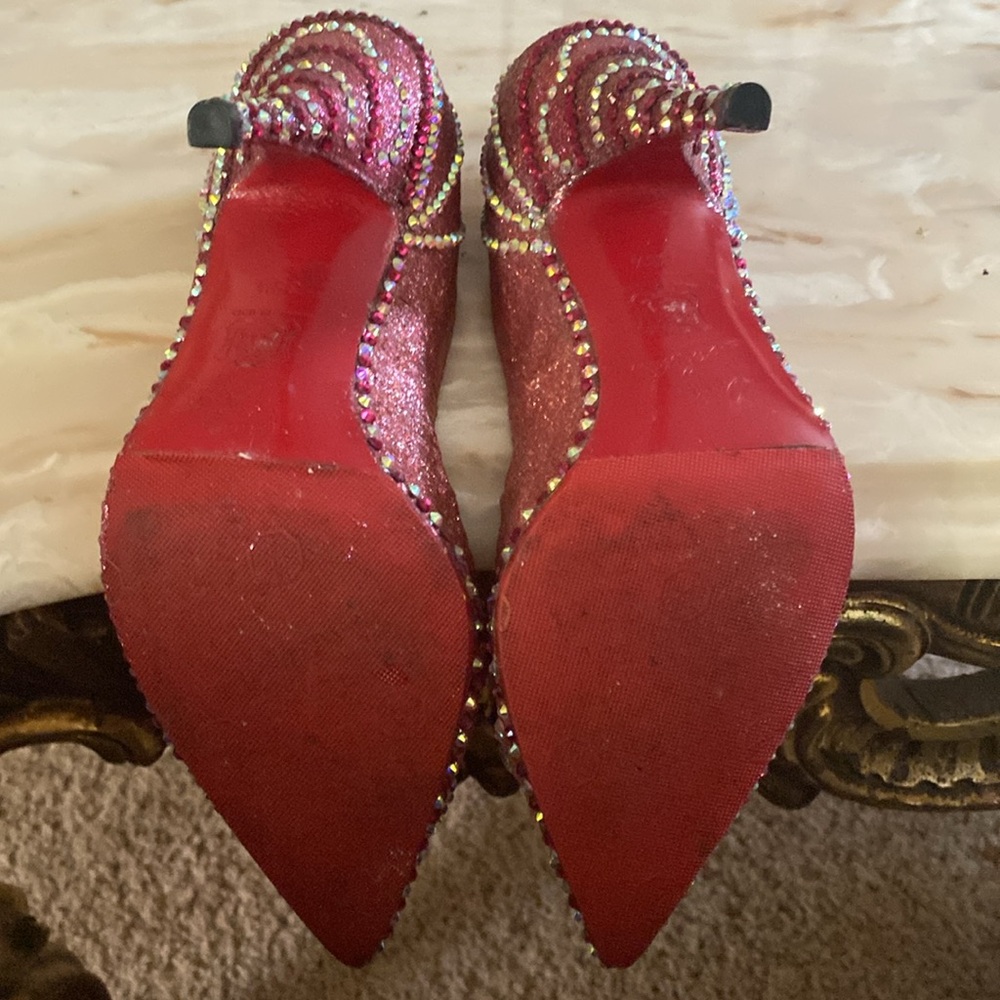 Christian Louboutin Custom Pink Rhinestone Heels Sz 39-1/2 - Picture 4 of 11